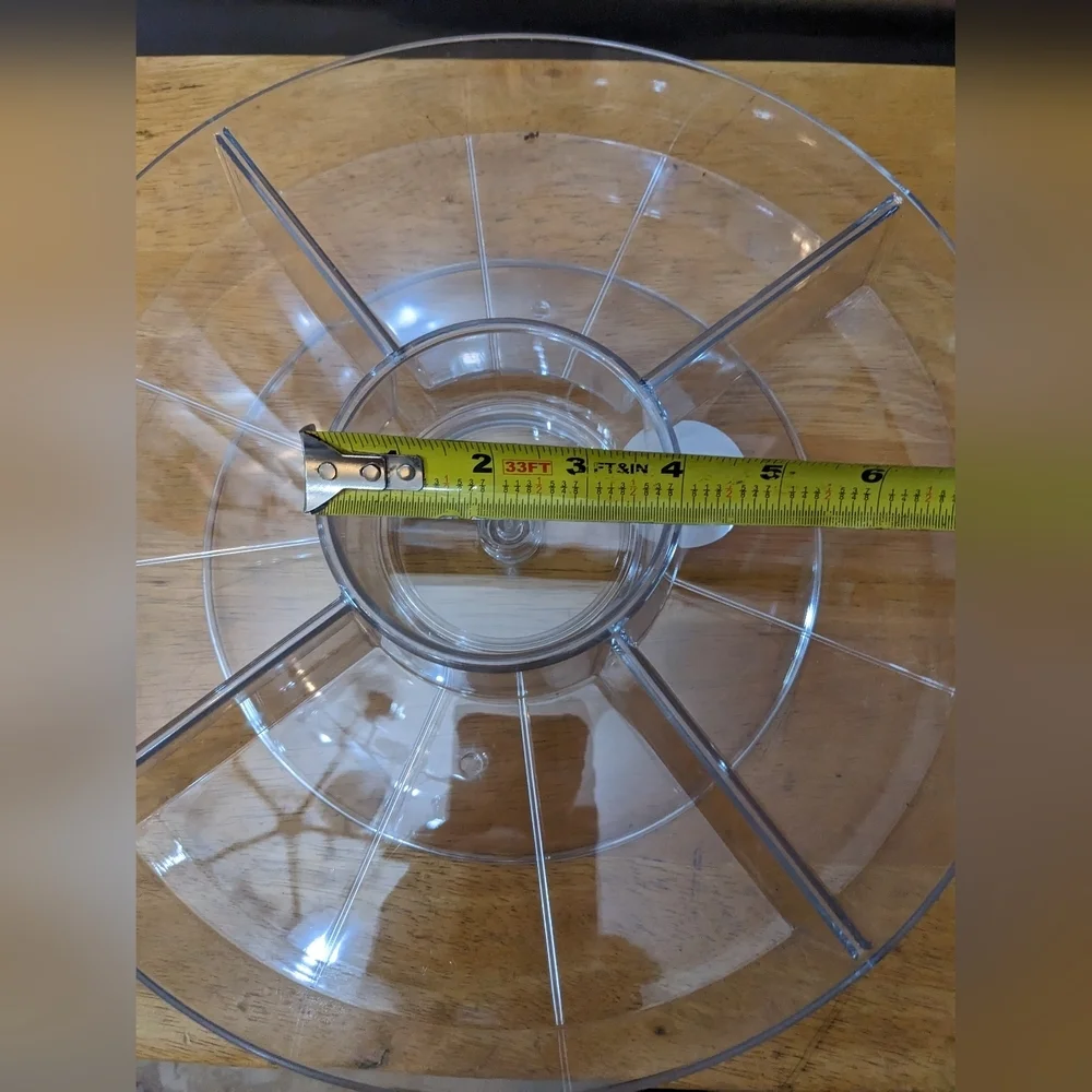 New Lazy Susan Snack And Dip Tray, Clear Rotating Storage Organizer, T12MIS